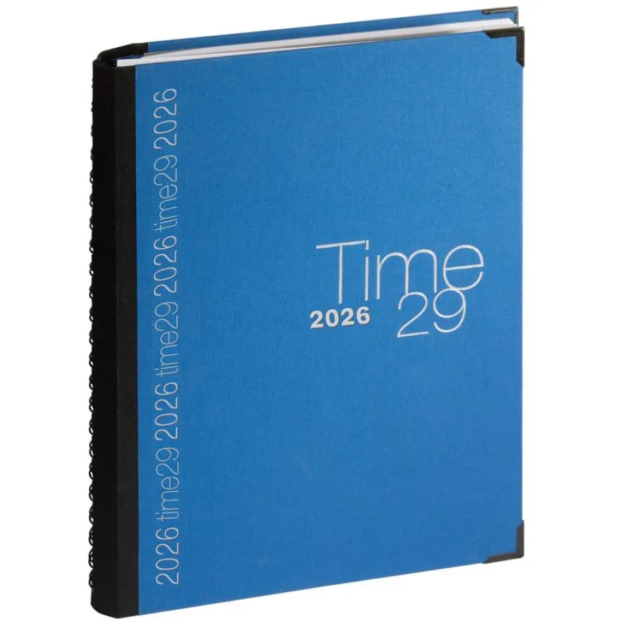 Exacompta Time 29W - 1 jour par page - reliure à anneaux métalliques - bureau - A4 - toilé - bleu