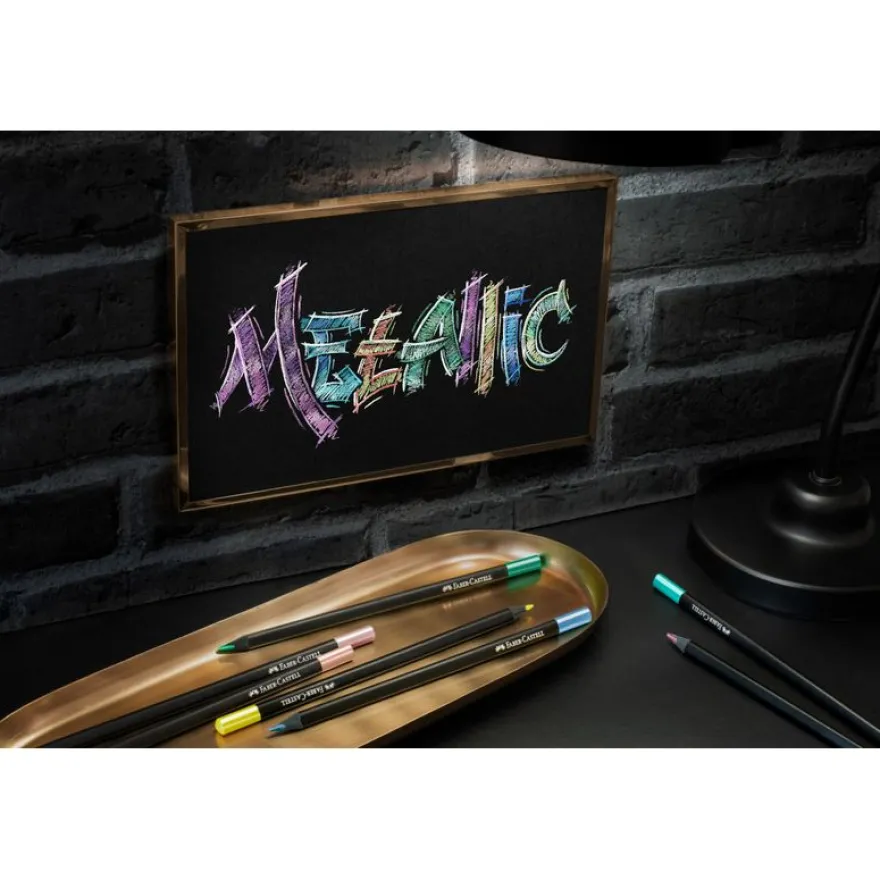 Faber Castell - 12 crayons de couleur - Black Edition Metallic