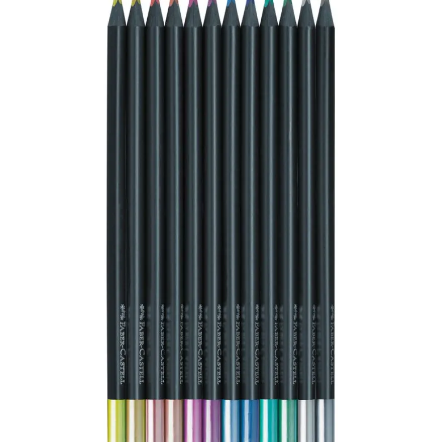 Faber Castell - 12 crayons de couleur - Black Edition Metallic