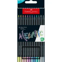 Faber Castell - 12 crayons de couleur - Black Edition Metallic