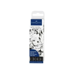 FABER-CASTELL - 4 Feutres PITT Artist Pen Manga - fins et précis - encre permanente indélébile - idéal pour le style manga