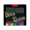 Faber-Castell Black Edition - 24 Crayons de couleur - couleurs brillantes assorties - boîte métal