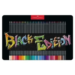 Faber-Castell Black Edition - 36 Crayons de couleur - couleurs brillantes assorties - boîte métal