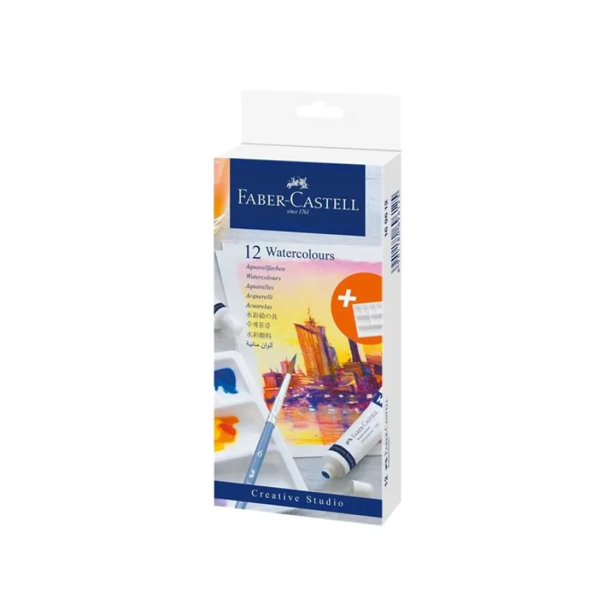Faber-Castell Creative Studio - 12 Tubes de peinture aquarellable - couleurs assorties - 9 ml