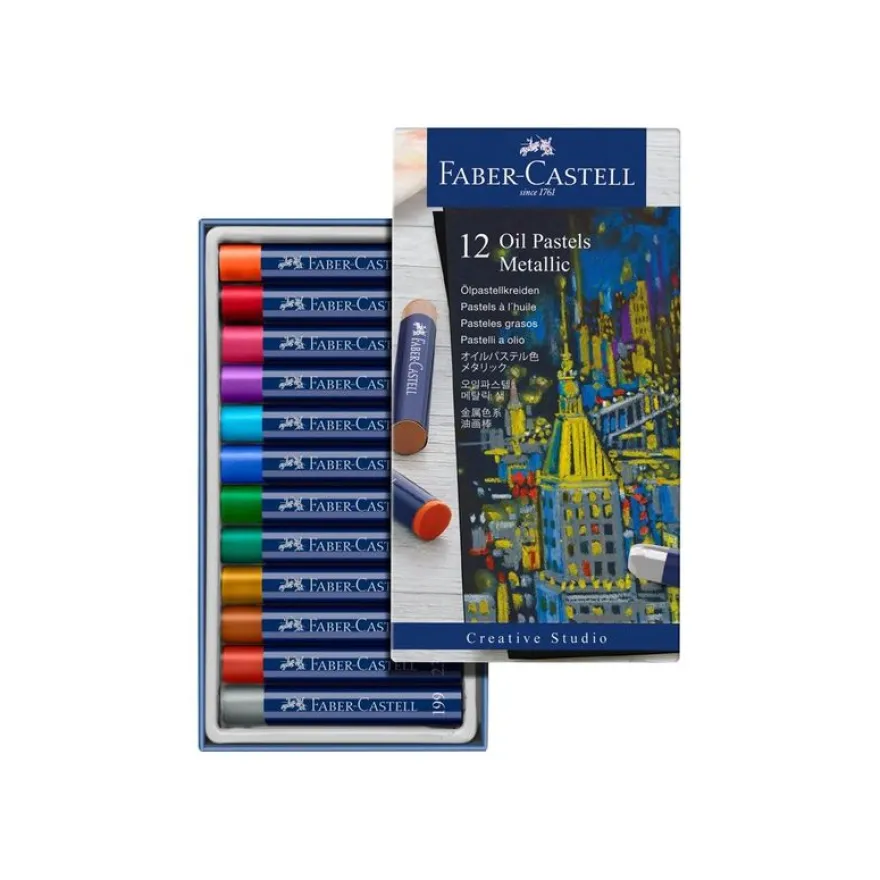 Faber-Castell Creative Studio - 12 Pastels à l'huile - couleurs métalliques assorties