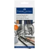 Faber-Castell Creative Studio - Set fusain - 3 crayons de couleur : noir, blanc, sanguin