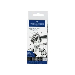 Faber-Castell Pitt Artist Pen Mangaka - Pack de 6 feutres à l'encre de Chine - noir