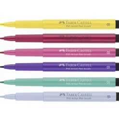 Faber-Castell Pitt Artist Pen Manga Shôjo - 6 Feutres pinceaux à pointe souple à l'encre de Chine - couleurs assorties