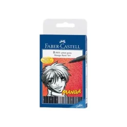 Faber-Castell PITT artist - Feutre pinceau à pointe souple - permanent - noir, gris froid III, gris chaud III, gris froid IV, gris chaud IV, gris froid VI - encre à l'eau (pack de 8)