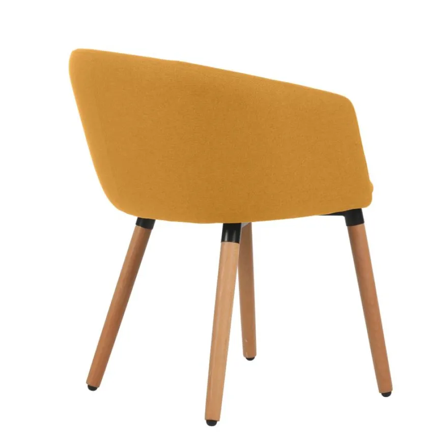 Fauteuil ARCO - 4 pieds bois - jaune safran