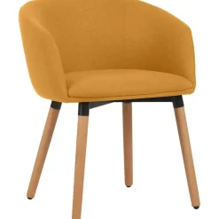 Fauteuil ARCO - 4 pieds bois - jaune safran