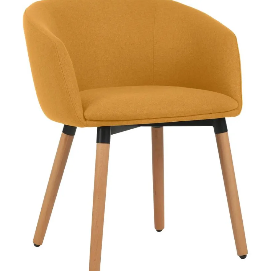 Fauteuil ARCO - 4 pieds bois - jaune safran