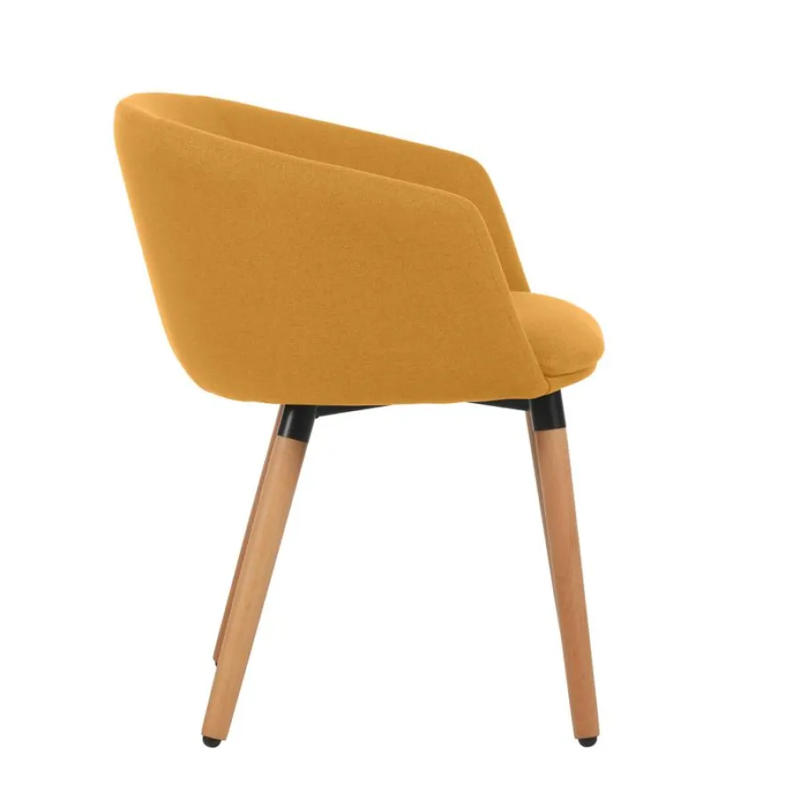 Fauteuil ARCO - 4 pieds bois - jaune safran