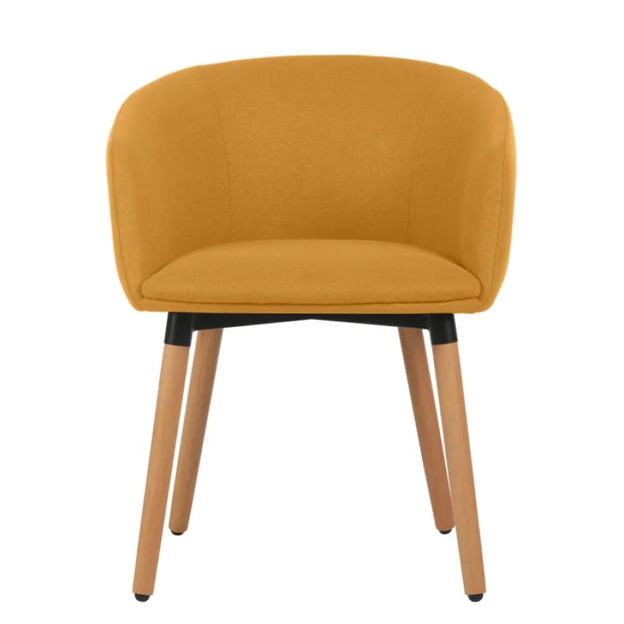 Fauteuil ARCO - 4 pieds bois - jaune safran
