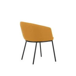 Fauteuil ARCO - Tissu non feu - 4 pieds métal - jaune safran