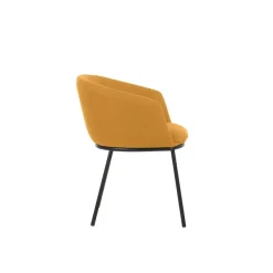 Fauteuil ARCO - Tissu non feu - 4 pieds métal - jaune safran