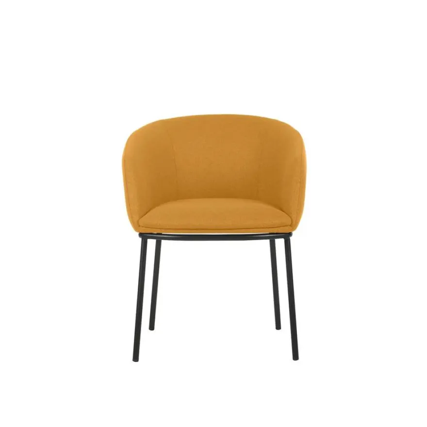 Fauteuil ARCO - Tissu non feu - 4 pieds métal - jaune safran