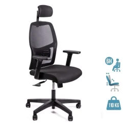 Fauteuil de bureau CALLIOPE - accoudoirs réglables - appui-tête - noir