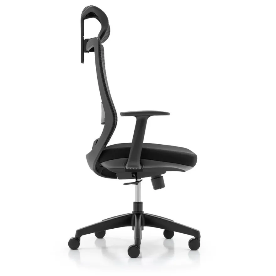 Fauteuil de bureau CASSIOPEA - accoudoirs - appuie-tête - noir