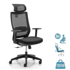 Fauteuil de bureau CASSIOPEA - accoudoirs - appuie-tête - noir