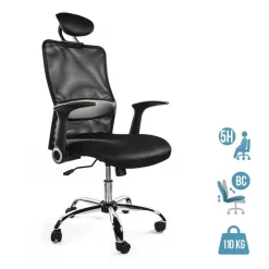 Fauteuil de bureau GELATI - accoudoirs rabattables - appui-tête réglable - noir
