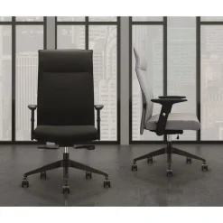 Fauteuil de bureau HENRY - accoudoirs réglables - appui-tête intégré - Gris