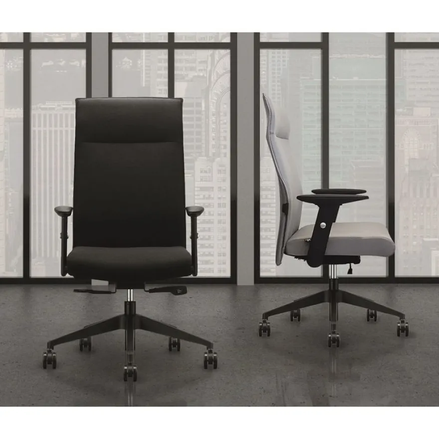 Fauteuil de bureau HENRY - accoudoirs réglables - appui-tête intégré - Gris