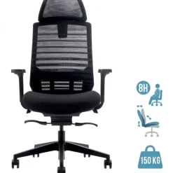 Fauteuil de bureau JACK - accoudoirs réglables - appuie-tête réglable - noir