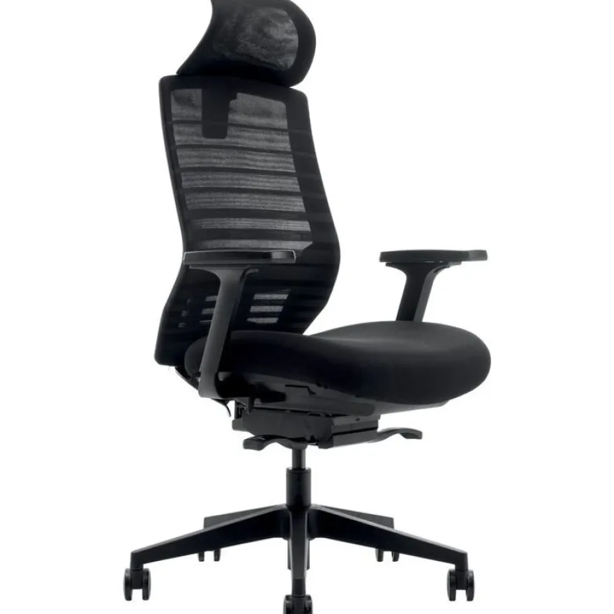 Fauteuil de bureau JACK - accoudoirs réglables - appuie-tête réglable - noir