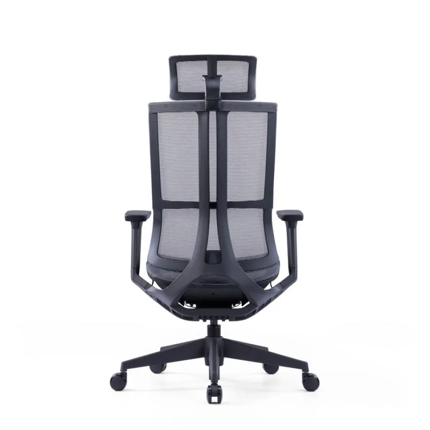 Fauteuil de bureau JAMES - accoudoirs réglables - appuie-tête réglable - noir et gris