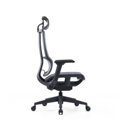 Fauteuil de bureau JAMES - accoudoirs réglables - appuie-tête réglable - noir et gris