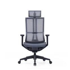 Fauteuil de bureau JAMES - accoudoirs réglables - appuie-tête réglable - noir et gris