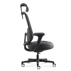 Fauteuil de bureau NELSON - accoudoirs réglables - appuie-tête réglable - noir