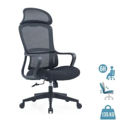 Fauteuil de bureau RICHARD - accoudoirs fixes - têtière intégré - noir