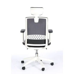 Fauteuil de bureau SCOTT - accoudoirs réglables - appuie-tête réglable - noir base blanche