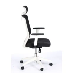 Fauteuil de bureau SCOTT - accoudoirs réglables - appuie-tête réglable - noir base blanche