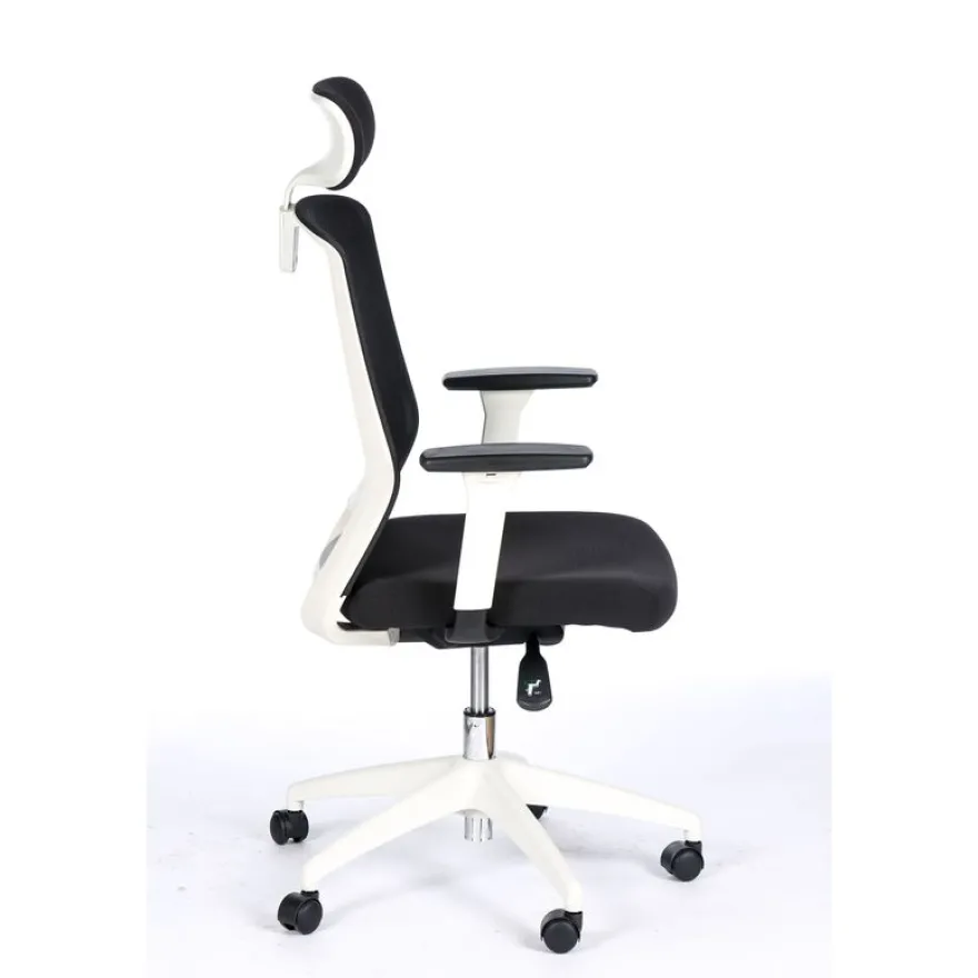 Fauteuil de bureau SCOTT - accoudoirs réglables - appuie-tête réglable - noir base blanche
