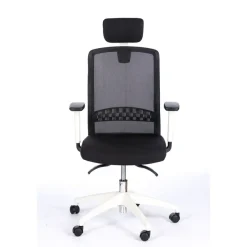 Fauteuil de bureau SCOTT - accoudoirs réglables - appuie-tête réglable - noir base blanche