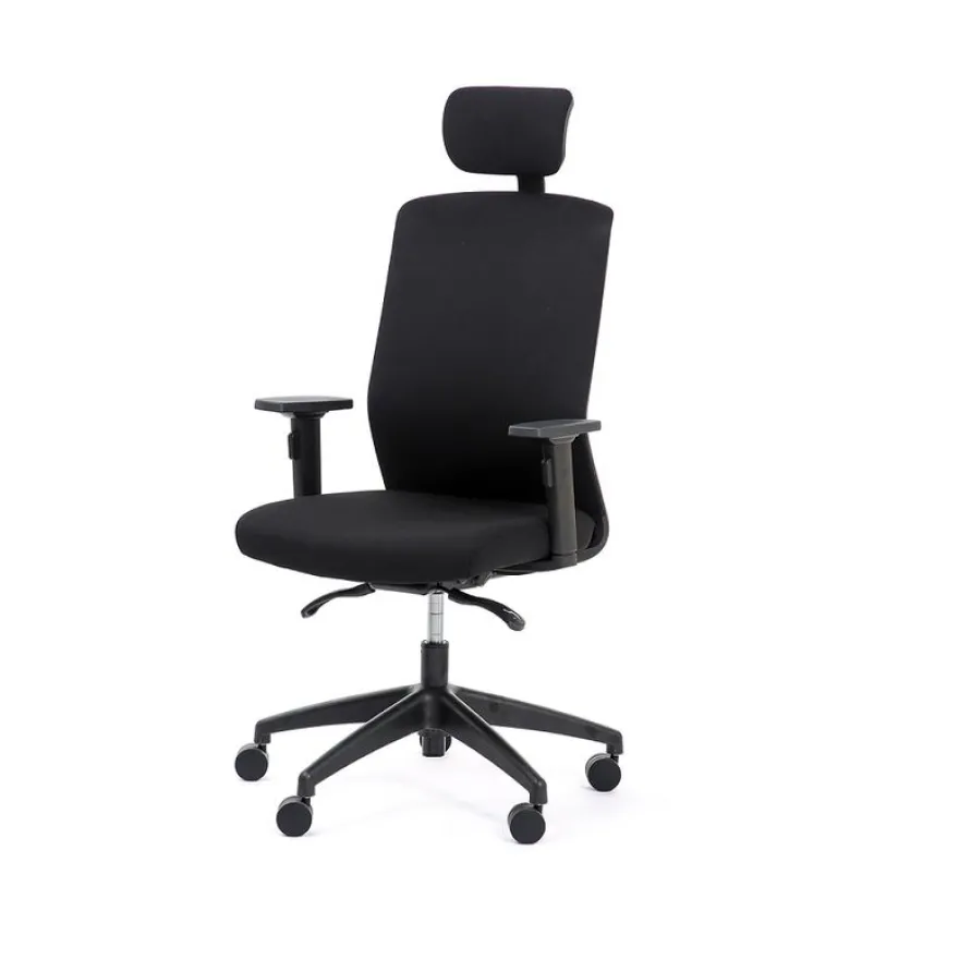 Fauteuil de bureau SCOTTY - accoudoirs réglables - appui-tête réglable - noir