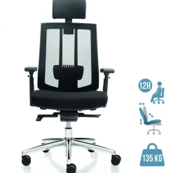 Fauteuil de bureau SHADE - accoudoirs réglables - appuie-tête réglable - noir