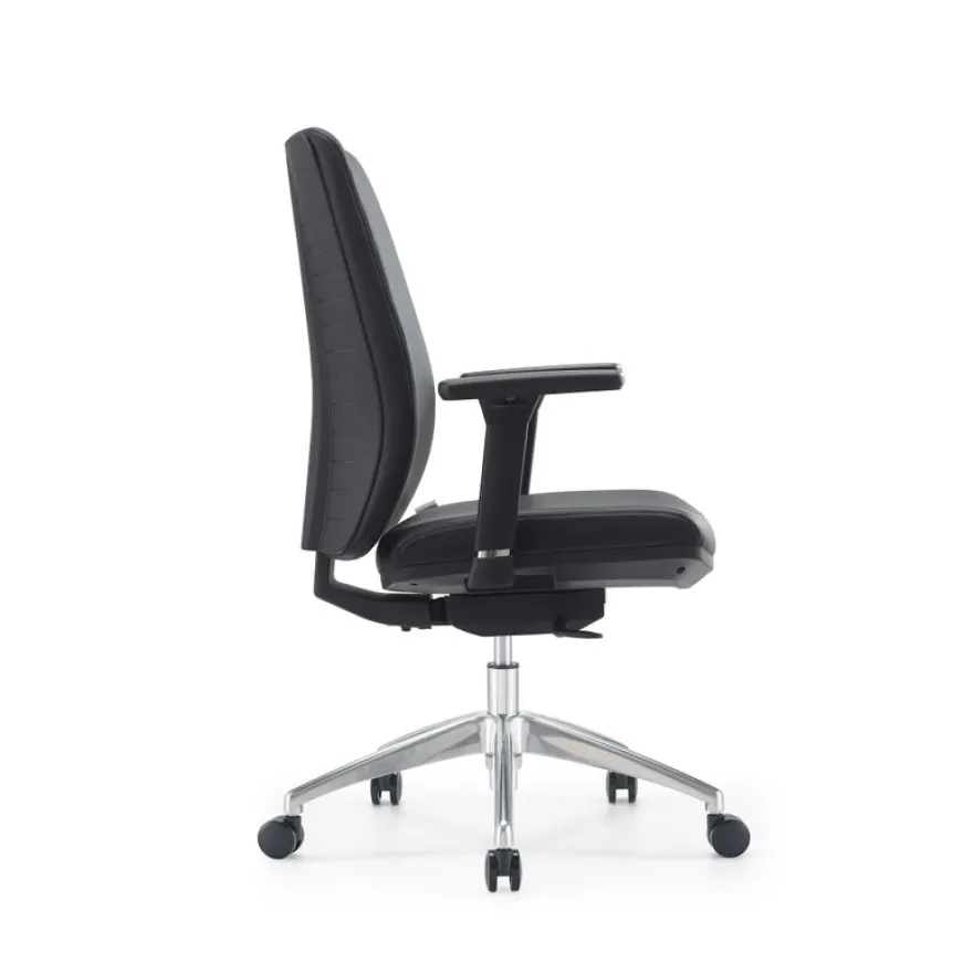 Fauteuil de bureau SHERMAN - accoudoirs réglables - Appui-tête en option - noir