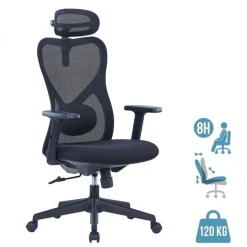 Fauteuil de bureau SUN - accoudoirs - appuie-tête - noir