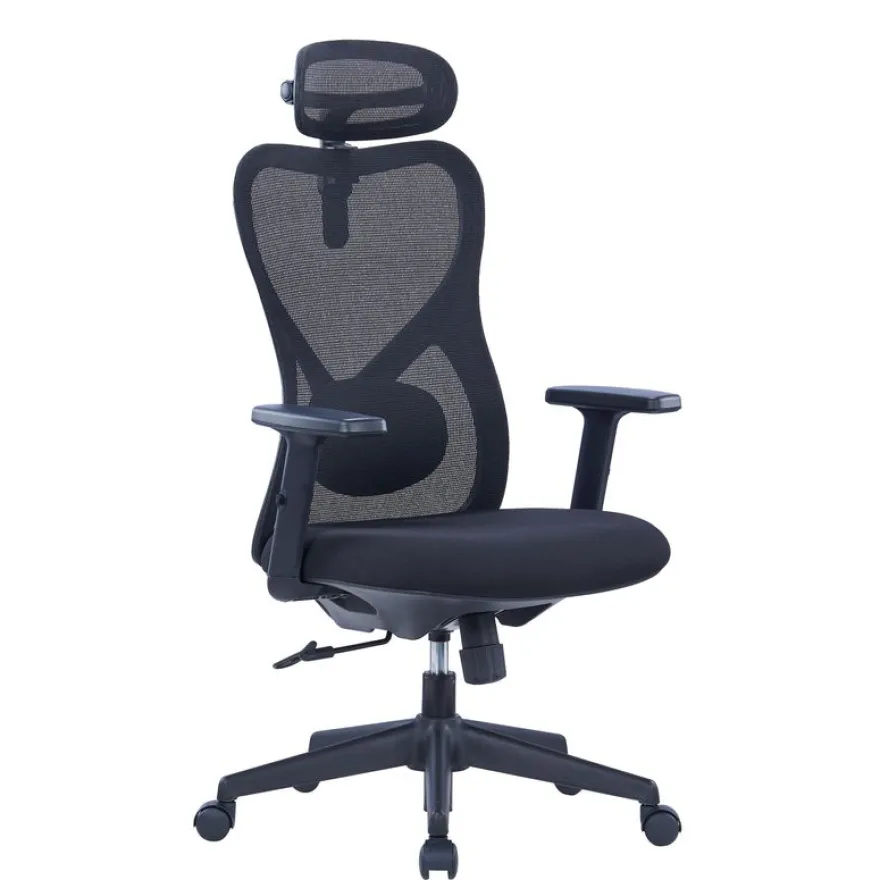 Fauteuil de bureau SUN - accoudoirs - appuie-tête - noir