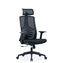 Fauteuil de bureau SYLVESTER - accoudoirs réglables - appui-tête intégré - noir