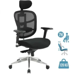 Fauteuil de bureau TECKNET - accoudoirs réglables - appuie-tête réglable - noir