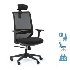 Fauteuil de bureau TECSY - accoudoirs réglables - Appui-tête réglable - noir