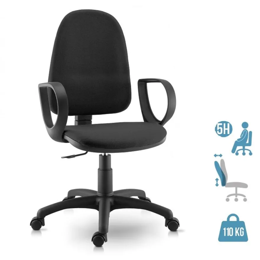Fauteuil de bureau TORINO - accoudoirs en option - noir
