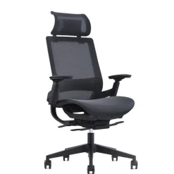 Fauteuil de bureau WALLACE - accoudoirs réglables - appui-tête réglable - noir