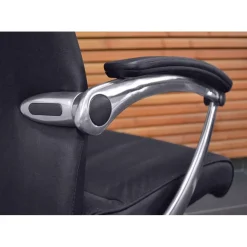 Fauteuil de bureau WILLIAM - accoudoirs articulés - appui-tête intégré - cuir noir