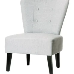 Fauteuil d'accueil BRIGHTON - Piétement en hêtre massif coloris noir - tissu gris clair